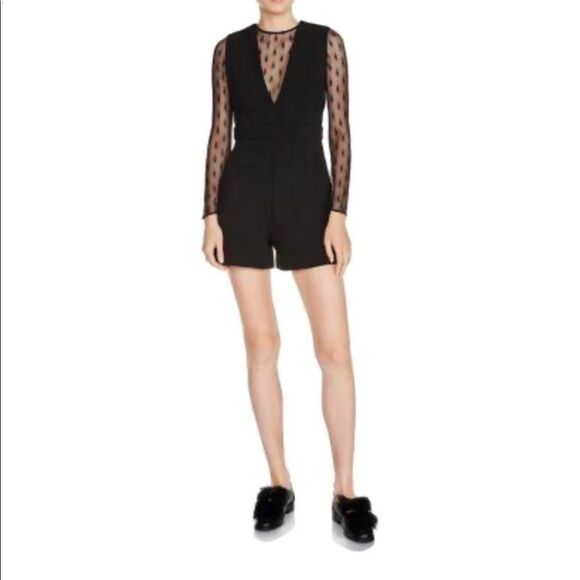 NEW! Maje Istoria Black Bermuda Lace Romper Sz 36 - Picture 1 of 7